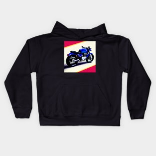 Vintage Classic Blue Motorcycle Poster Kids Hoodie